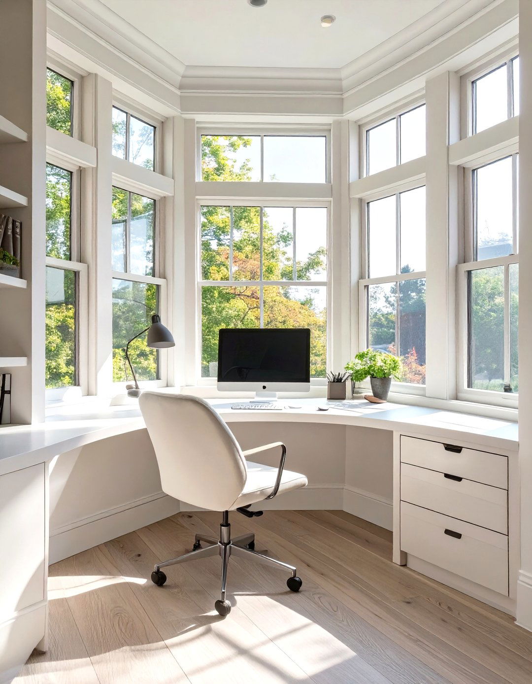 Bay Window Bench Desk - 30 small office space ideas