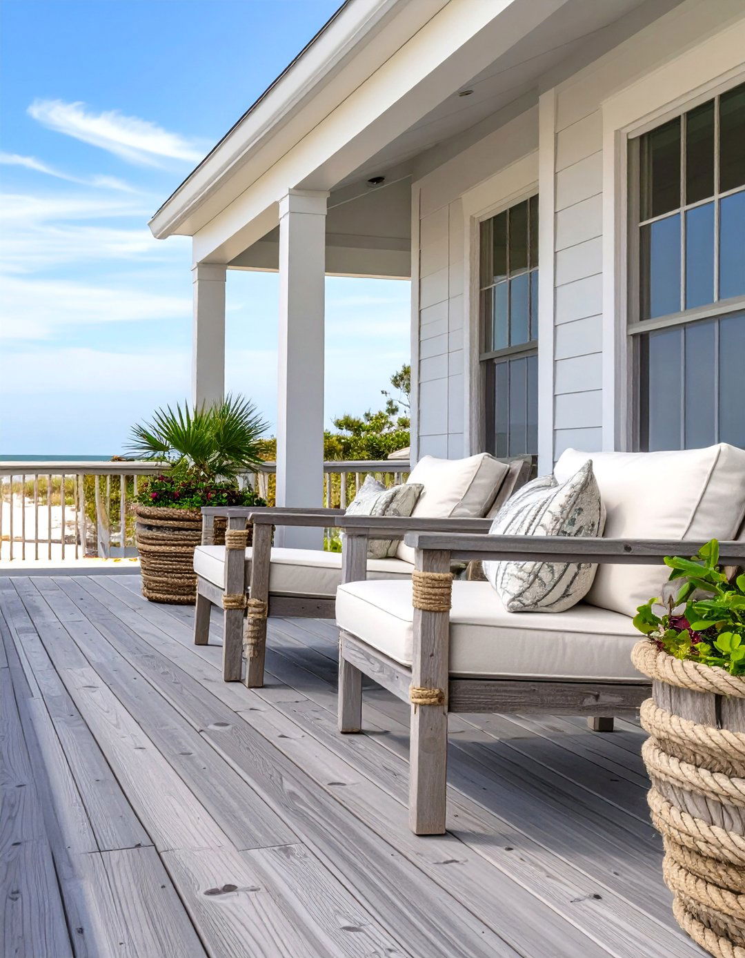 Beach House Composite Railing with Weathered Finish - 30 composite deck railing ideas