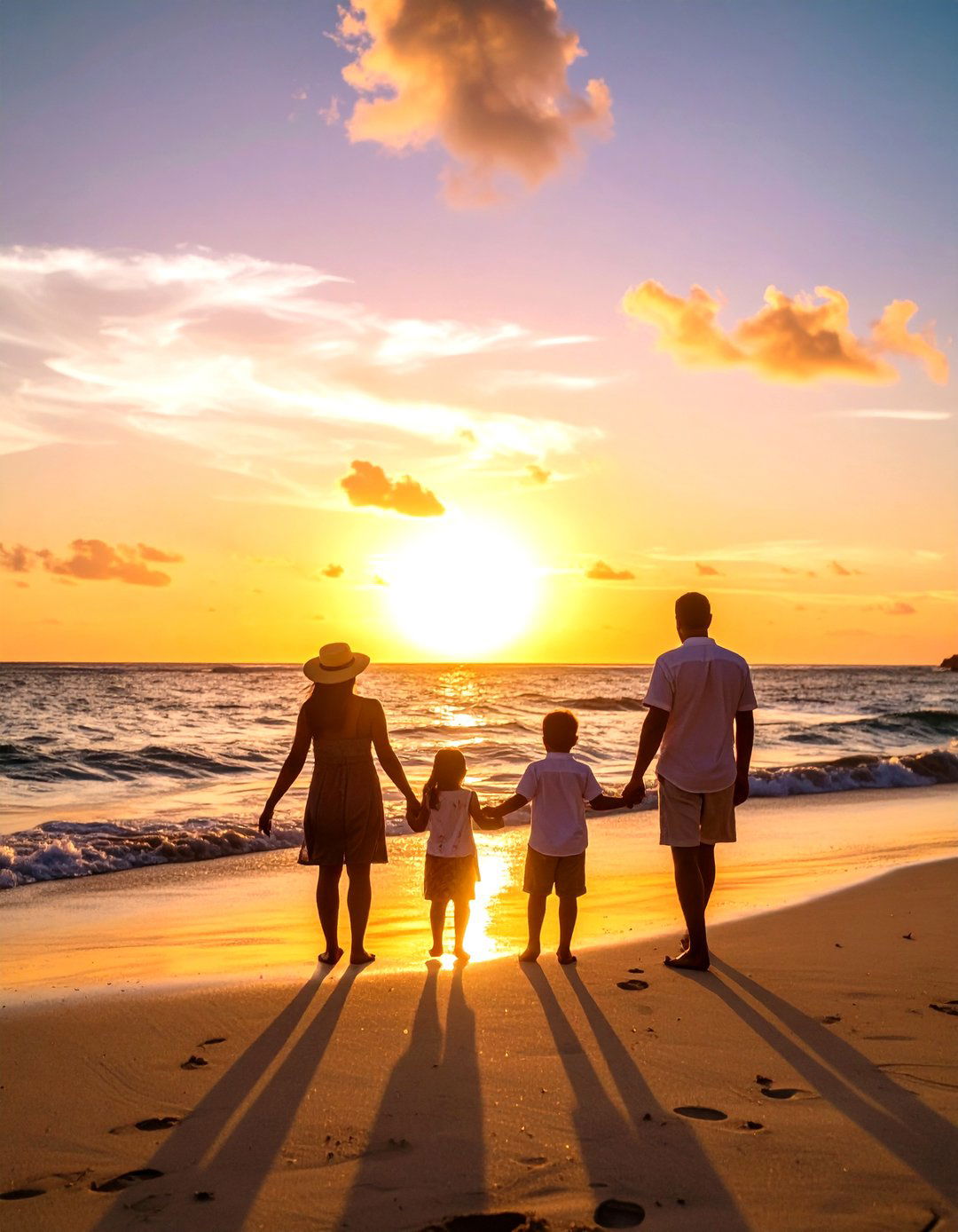 Beach Sunset Silhouette Photoshoot - 30 outdoor family photoshoot ideas