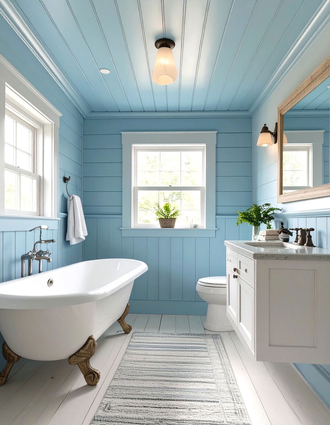 Beadboard Ceiling and Wainscoting Combo - 30 bathroom wainscoting ideas