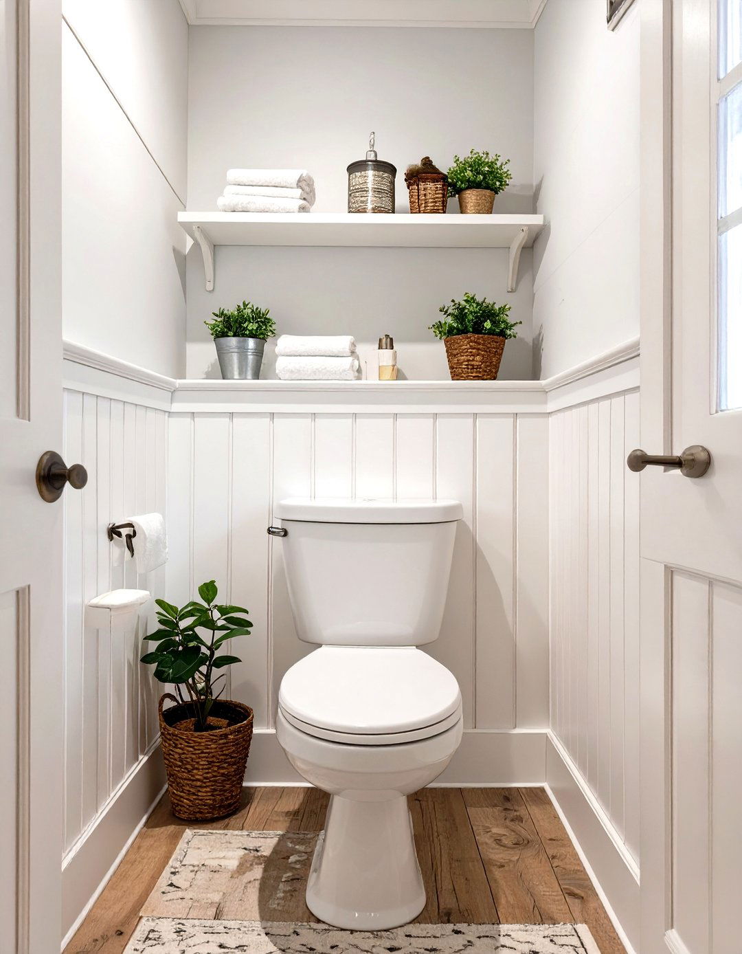 Beadboard Panel Accent Wall - 30 small bathroom accent wall ideas