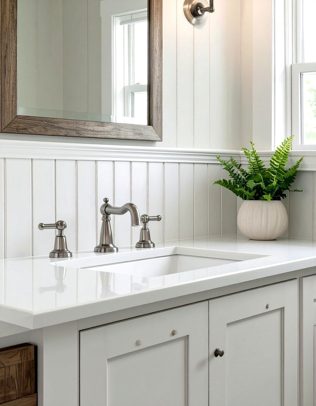Beadboard Panel Bathroom Backsplash - 30 cheap bathroom backsplash ideas