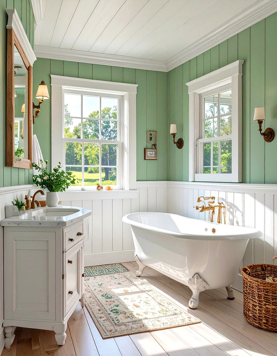 Beadboard Paneling in a Small Farmhouse Bathroom - 30 small farmhouse bathroom ideas