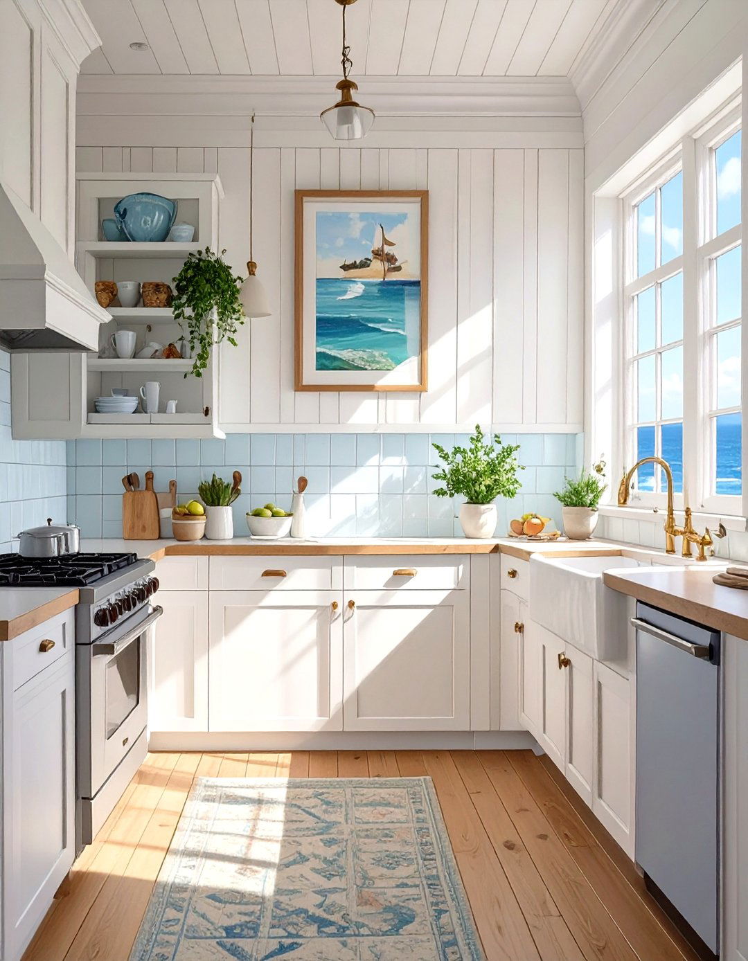 Beadboard Paneling on Walls or Ceilings - 30 small coastal kitchen ideas