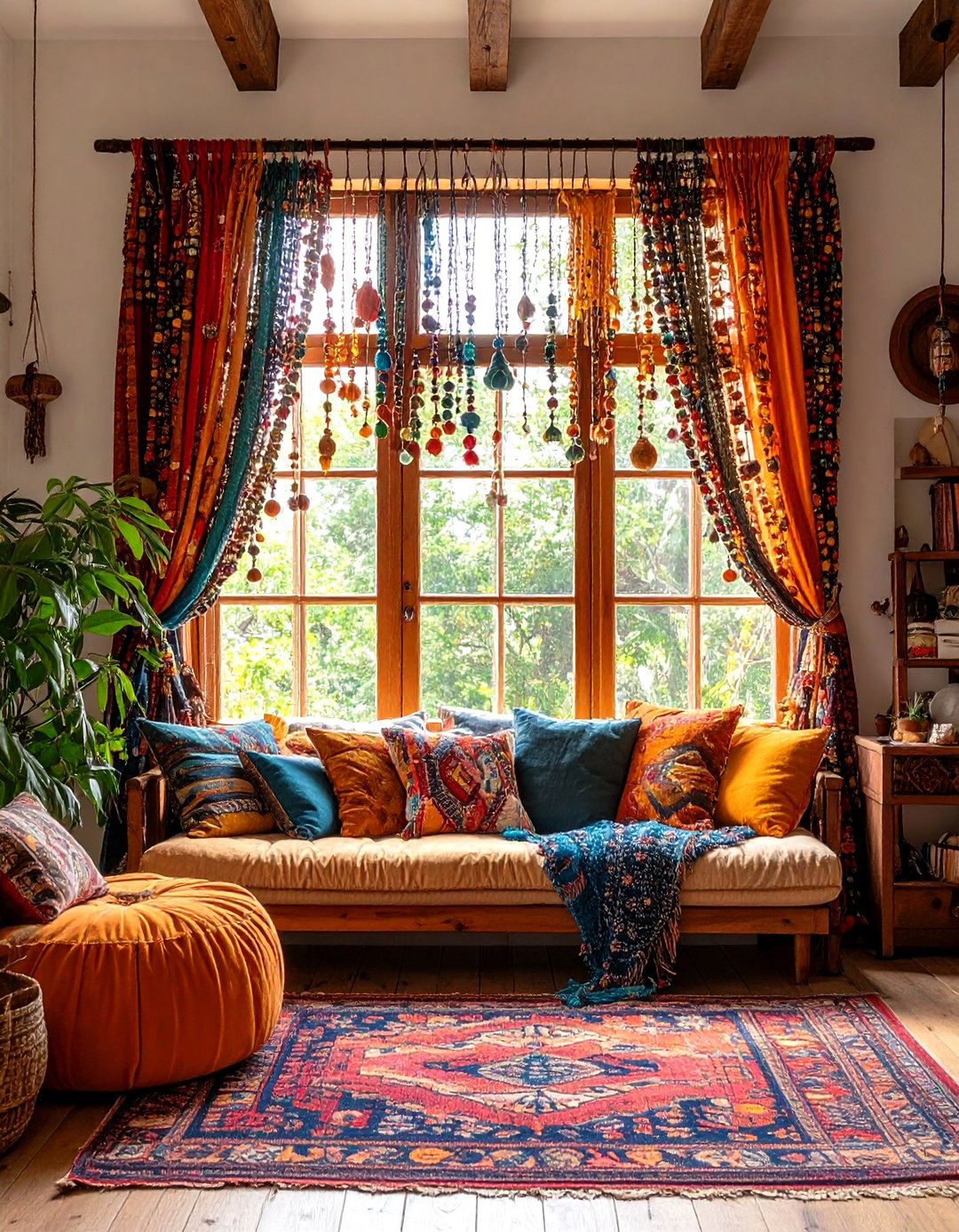 Beaded Curtains for a Playful Accent - 30 living room window treatment ideas