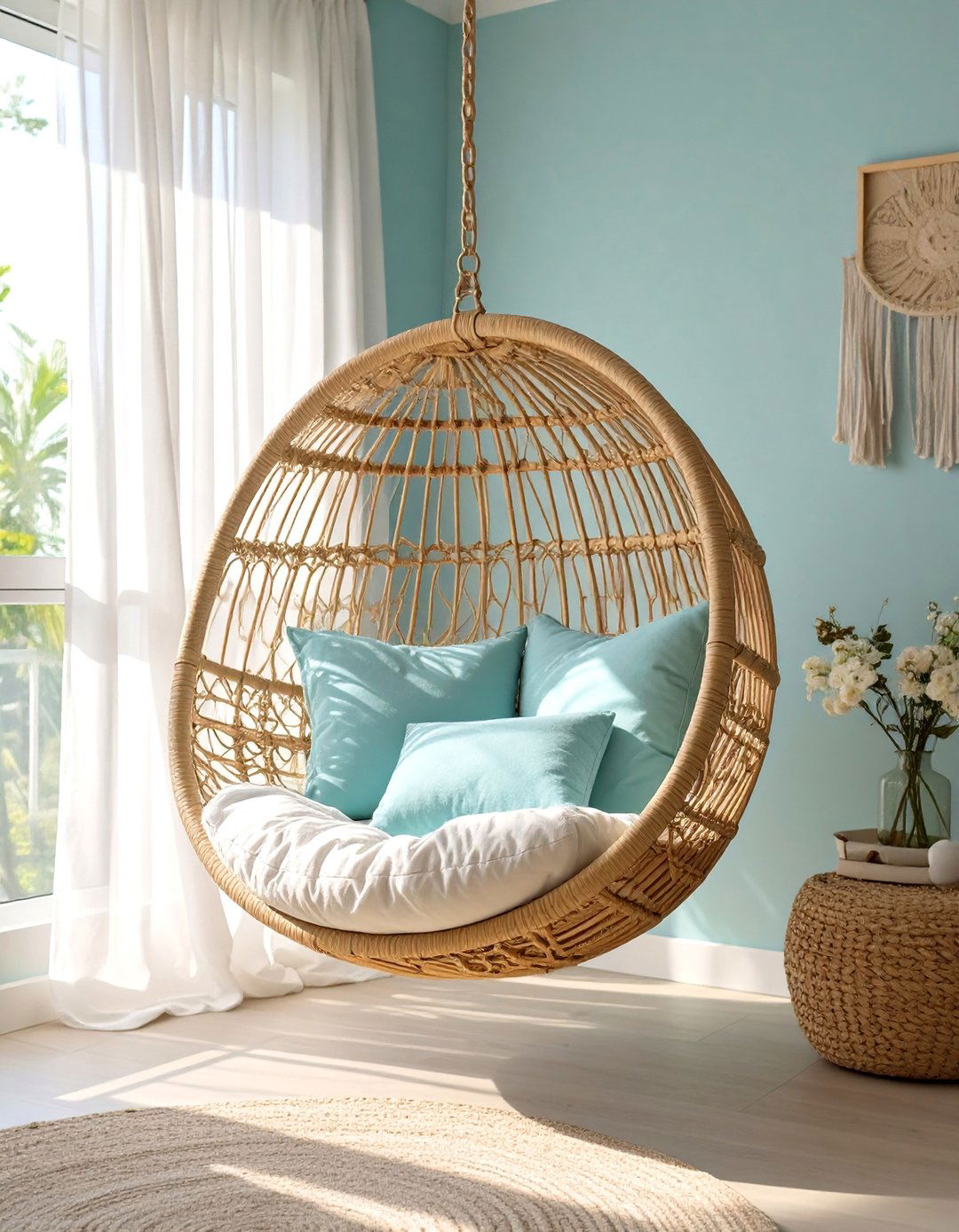 Bedroom Featuring a Swing Chair - 30 women bedroom ideas