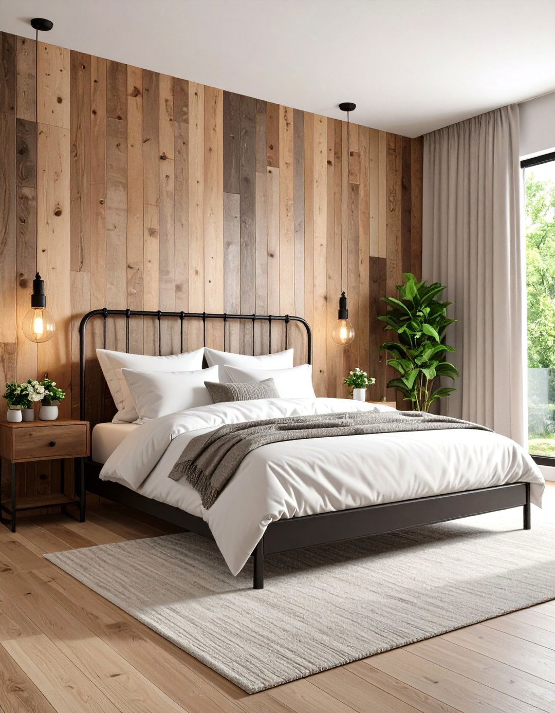 Bedroom Reclaimed Wood Wall - 30 accent wall designs