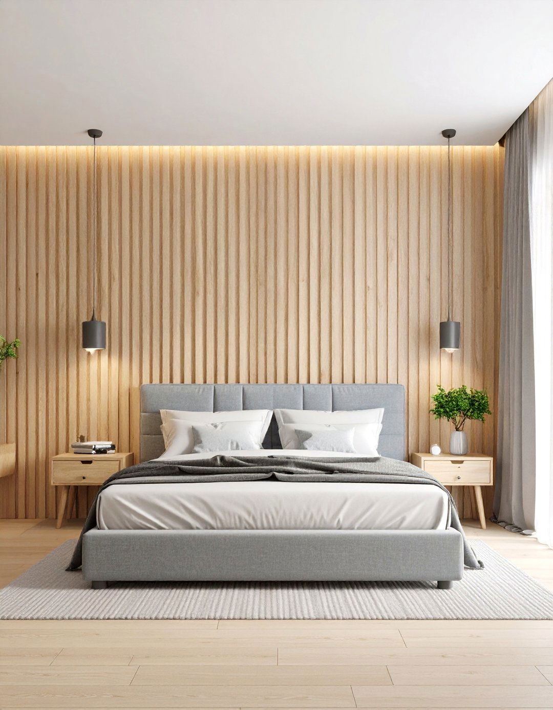 Bedroom Vertical Slat Wood Wall - 30 ai accent wall design ideas