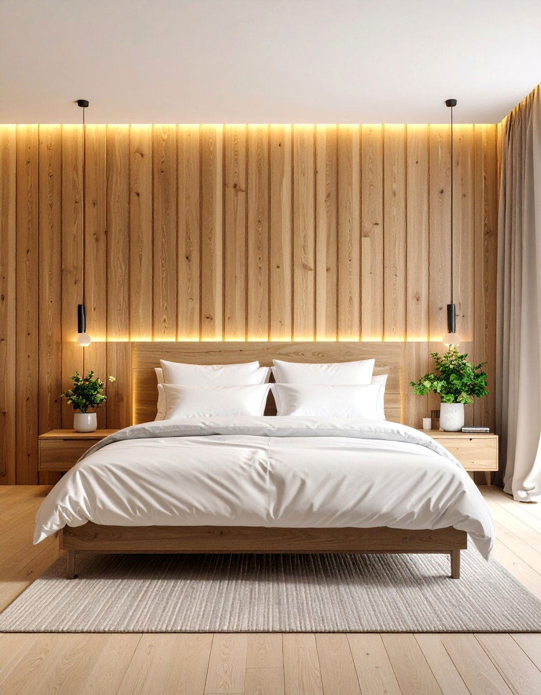 Bedroom Vertical Slat Wood Wall - 30 accent wall designs