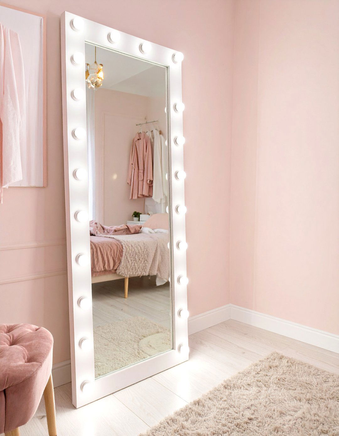 Bedroom with a Full Length Mirror and Integrated Lighting - 30 teen girls bedroom ideas
