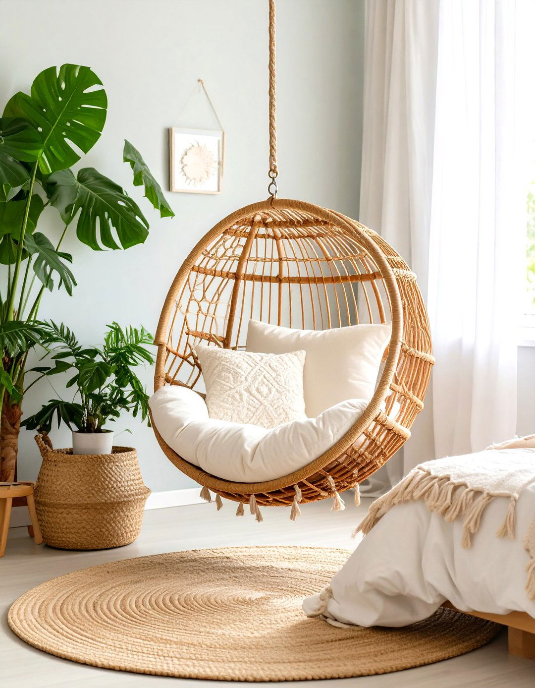 Bedroom with a Hanging Chair or Swing - 30 room interior design bedroom ideas