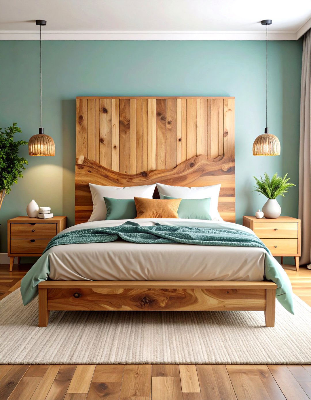 Bedroom with a Live Edge Wood Headboard - 30 room interior design bedroom ideas