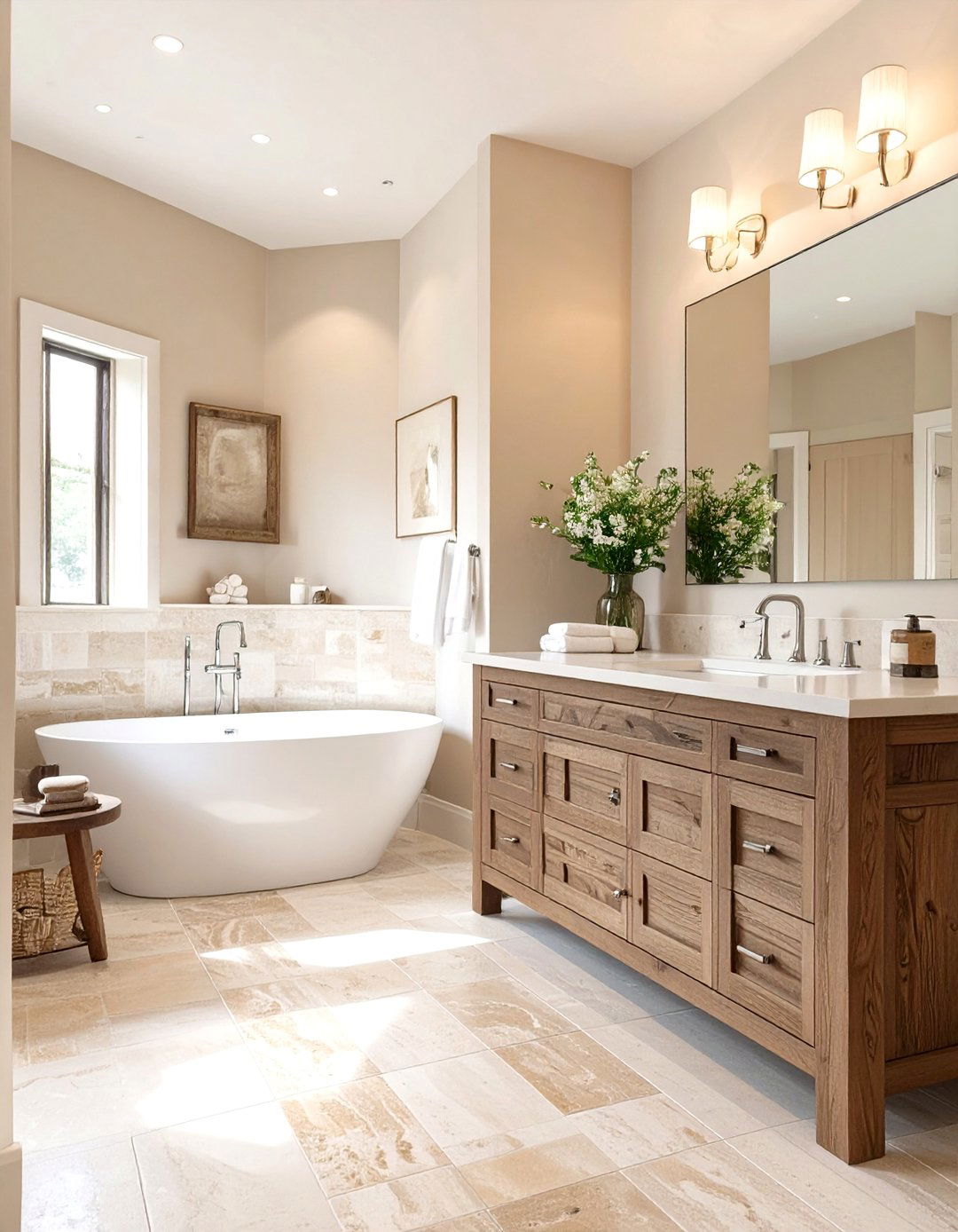Beige Neutral Bathroom - 30 bathroom wall paint ideas