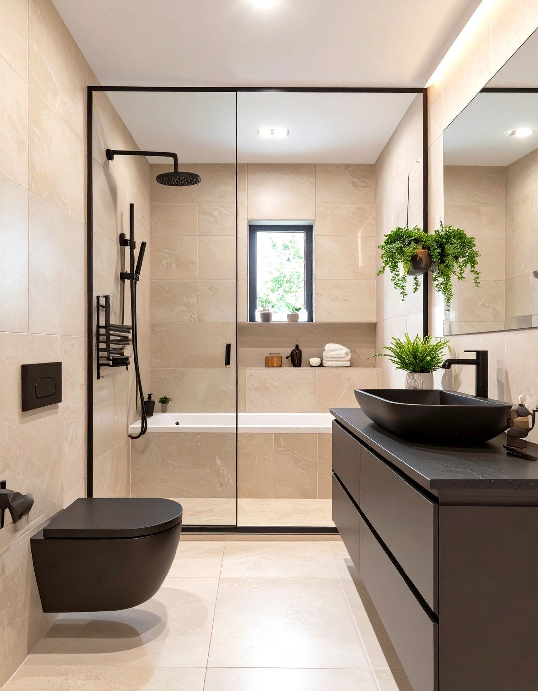 Beige and Black Bathroom - 30 neutral bathroom ideas