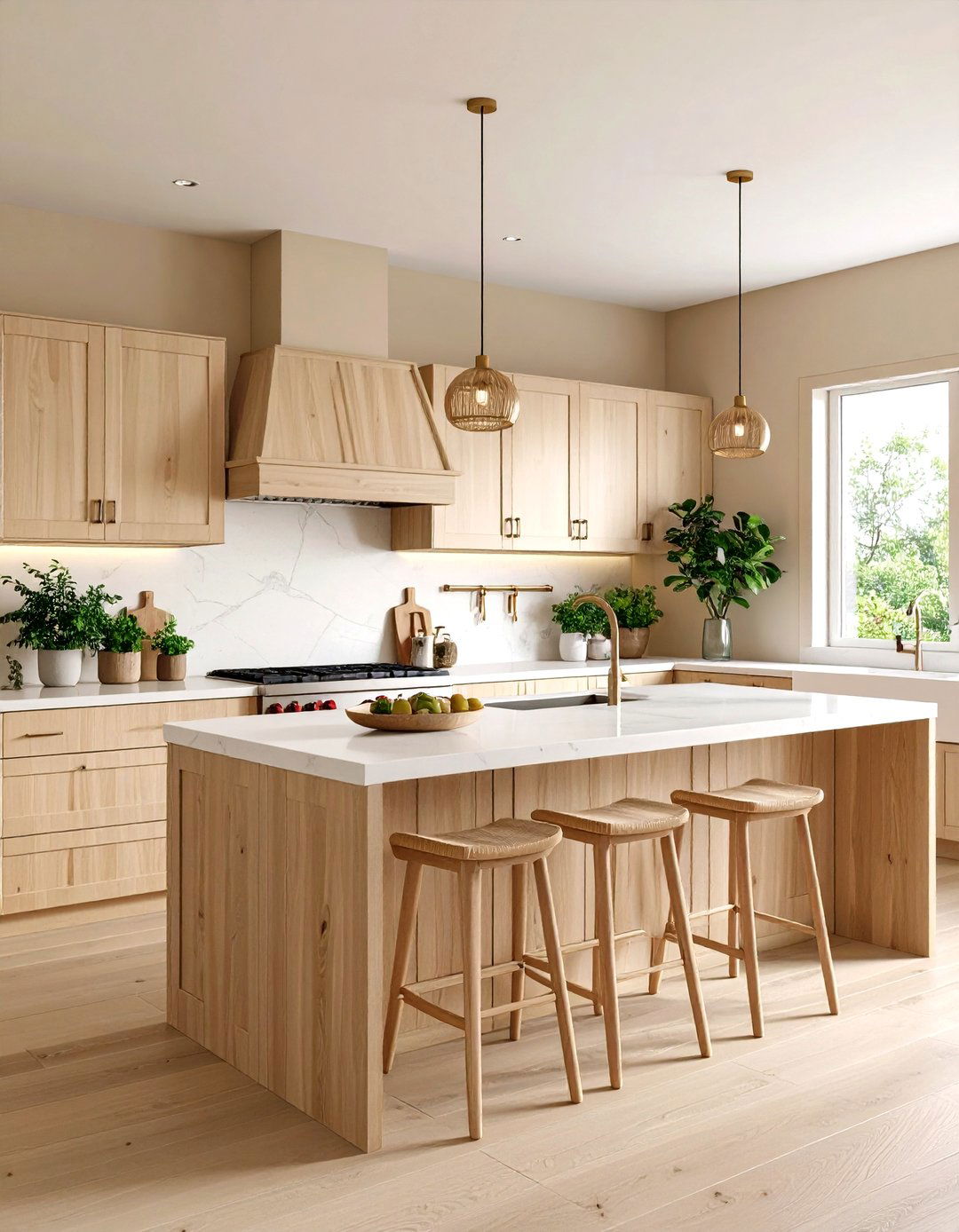 Beige and Wood Spa Like Kitchen - 30 kitchen paint ideas