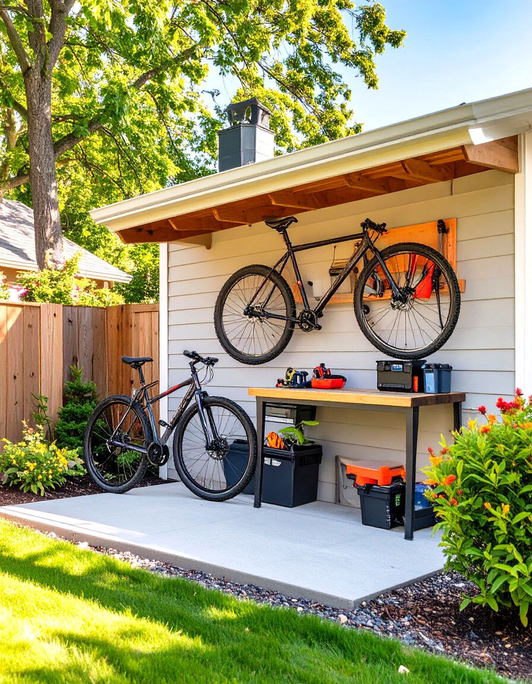 Bicycle Storage Rack and Repair Station - 30 side yard landscaping ideas