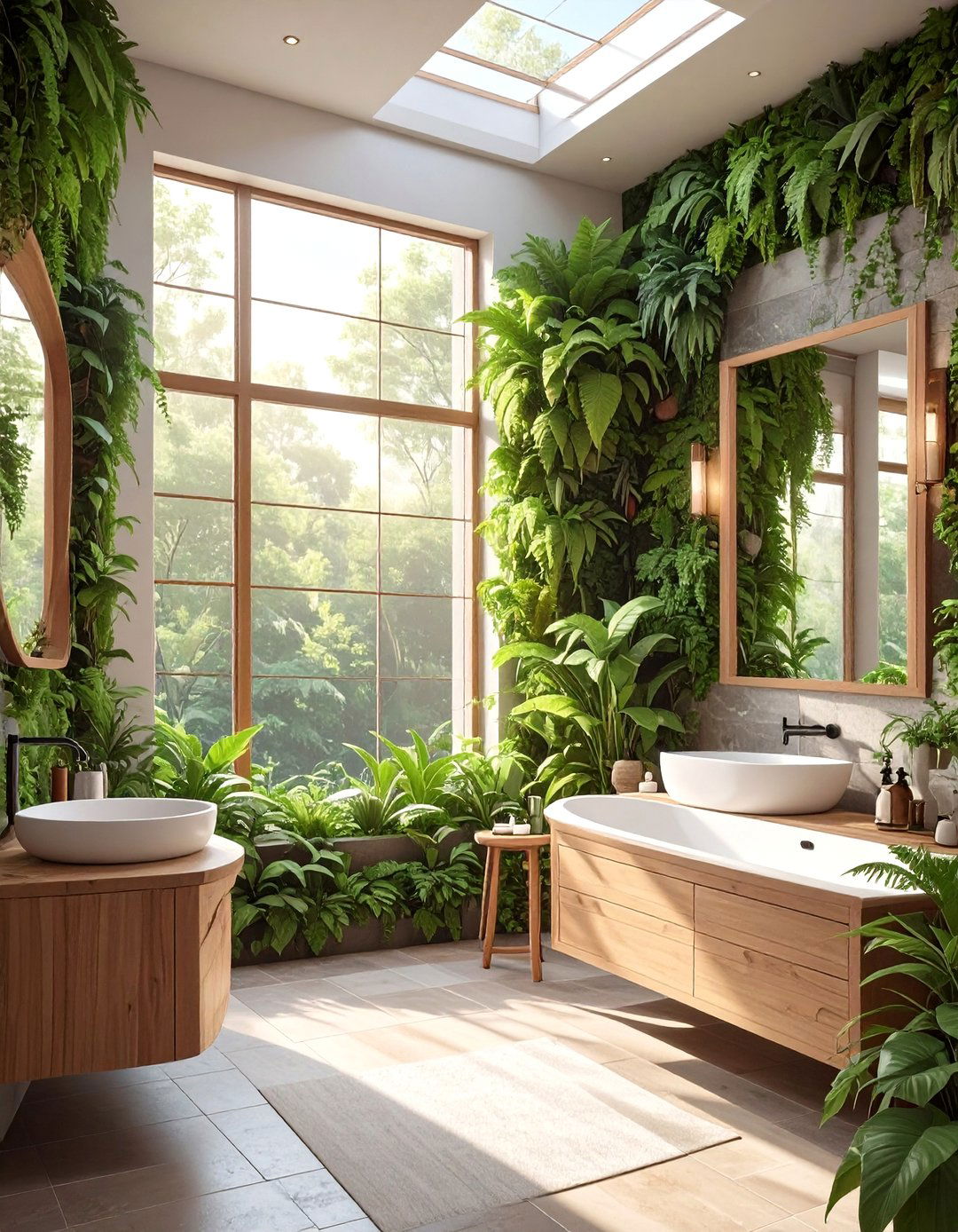 Biophilic Bathroom with Living Walls - 30 bathroom interior design ideas