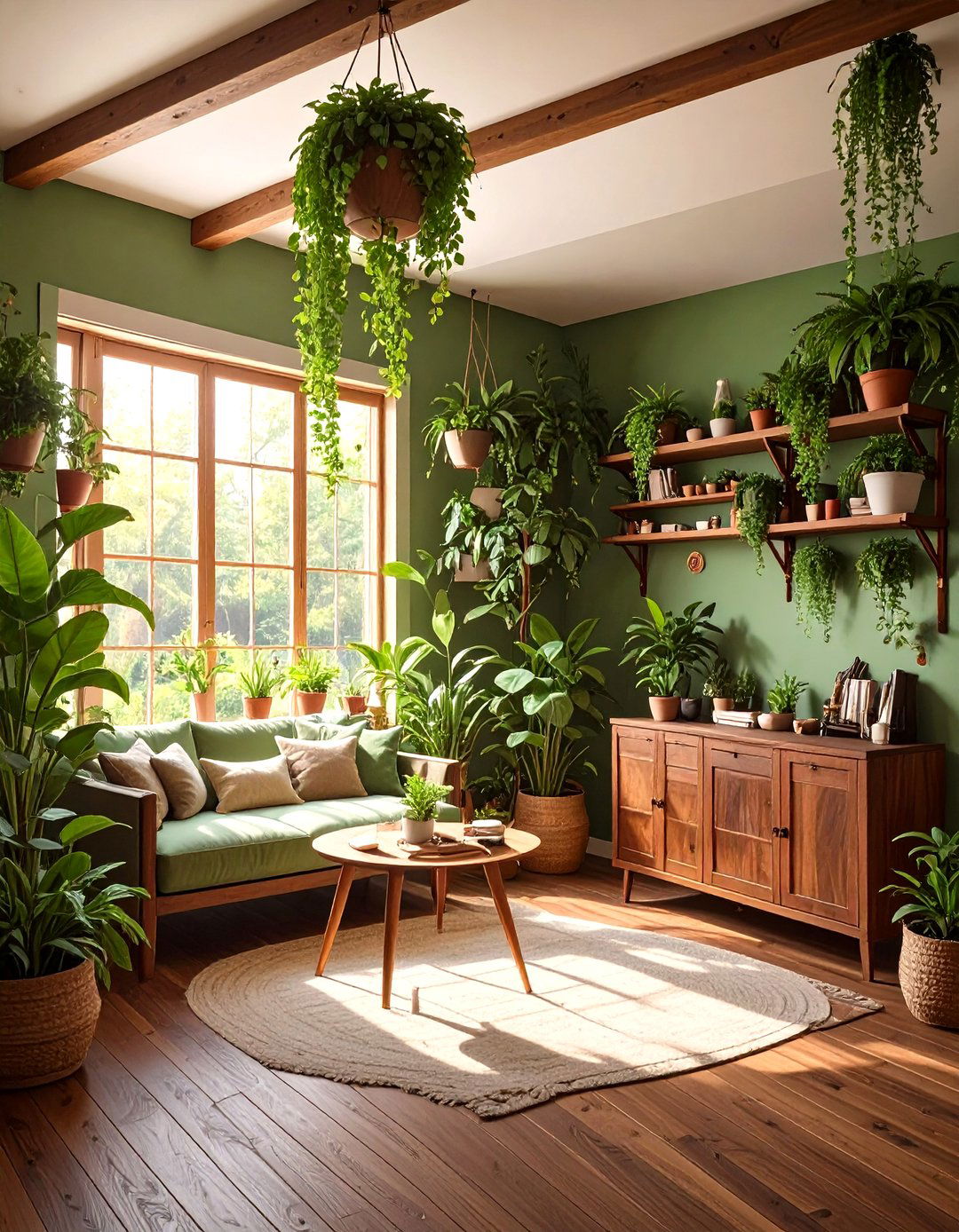 Biophilic Design with Greens and Browns - 30 modern basement color ideas decorating