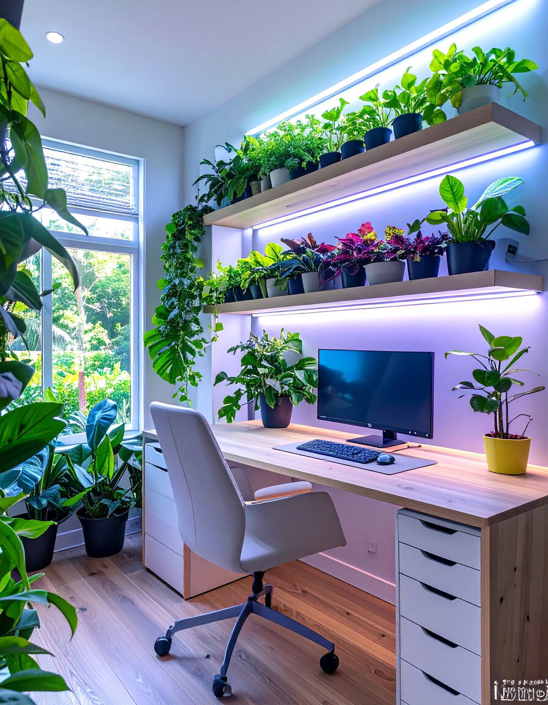 Biophilic Design with Integrated Grow Lights - 30 home office lighting ideas