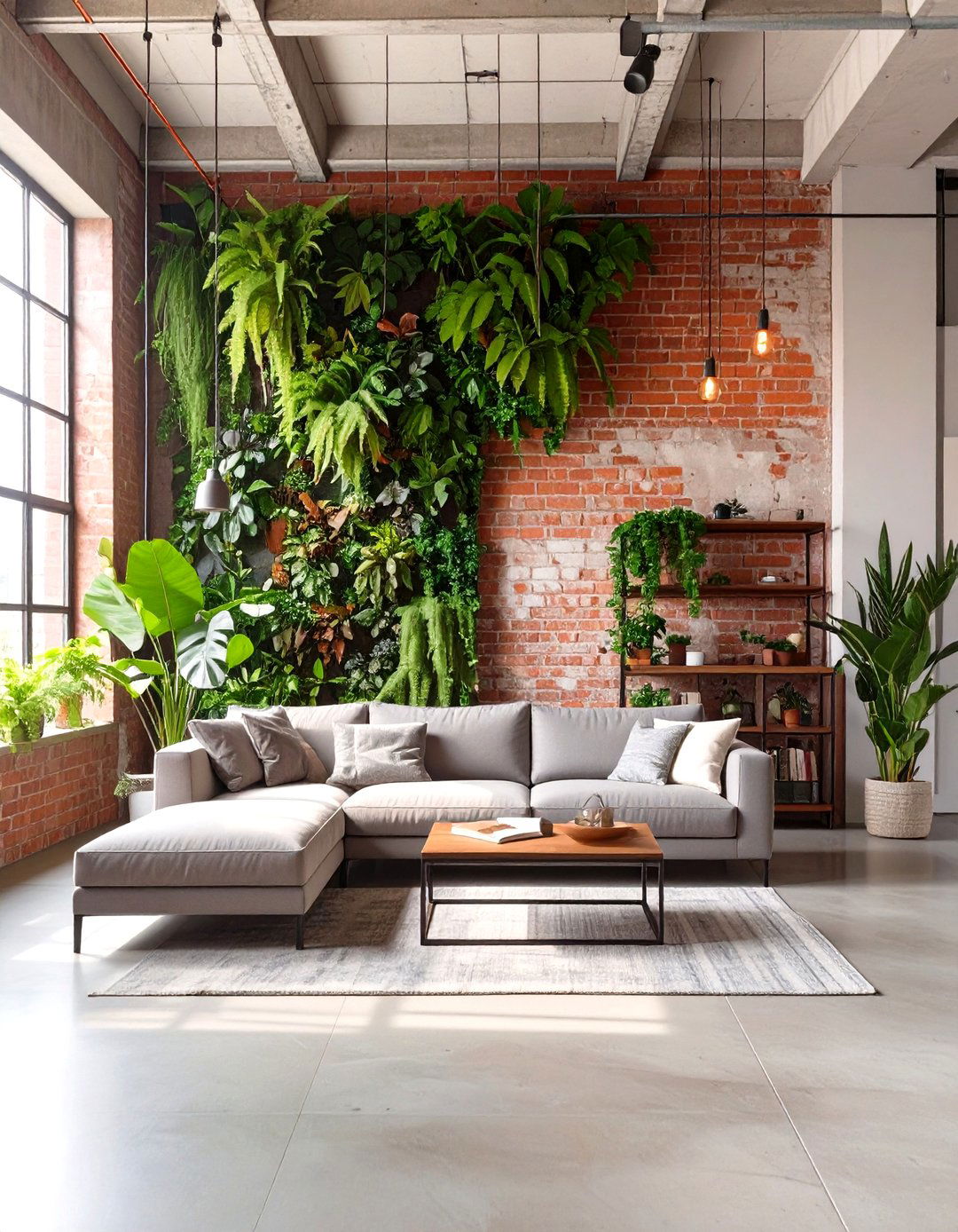 Biophilic Industrial Design with Greenery - 30 industrial home design ideas
