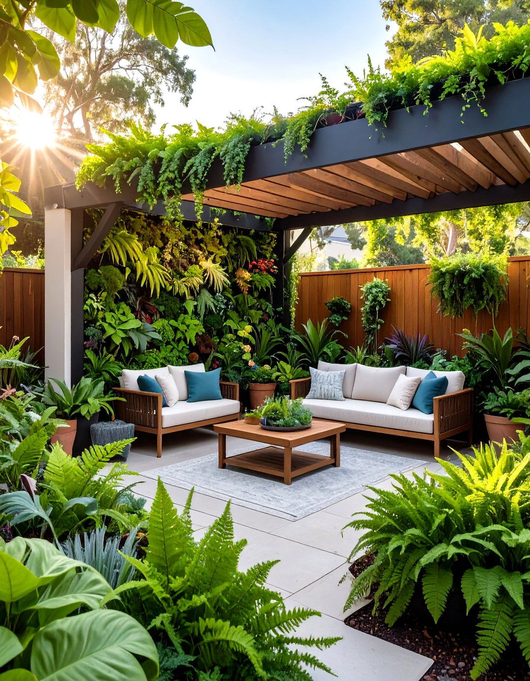 Biophilic Patio Pergola with Living Walls - 30 pergola ideas for patio