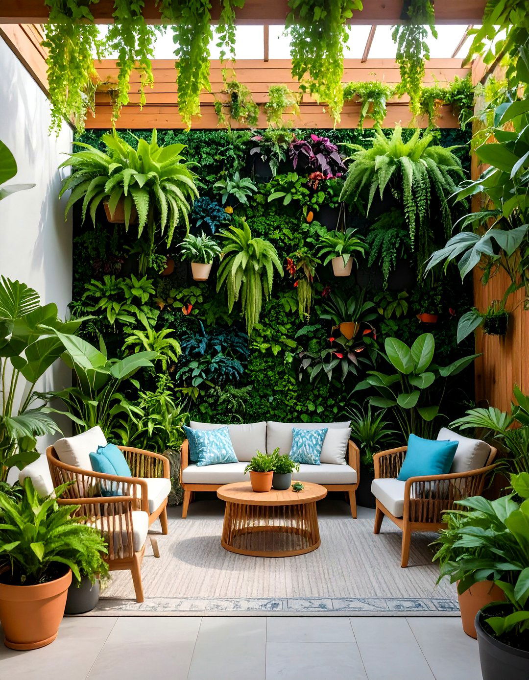 Biophilic Patio with Abundant Greenery - 30 patio landscape ideas