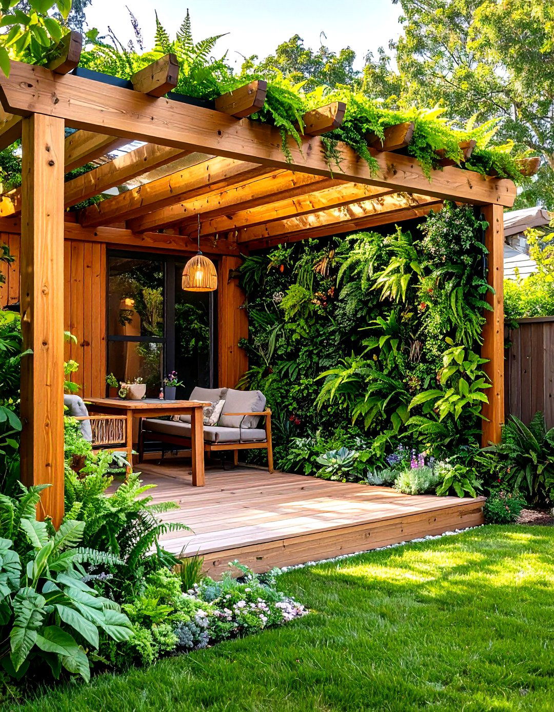 Biophilic Pergola with Living Walls - 30 outdoor pergola ideas