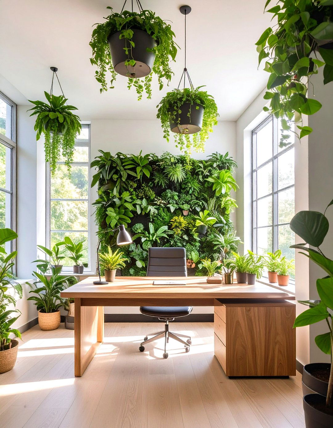 Biophilic Study Design with Abundant Greenery - 30 study interior design ideas
