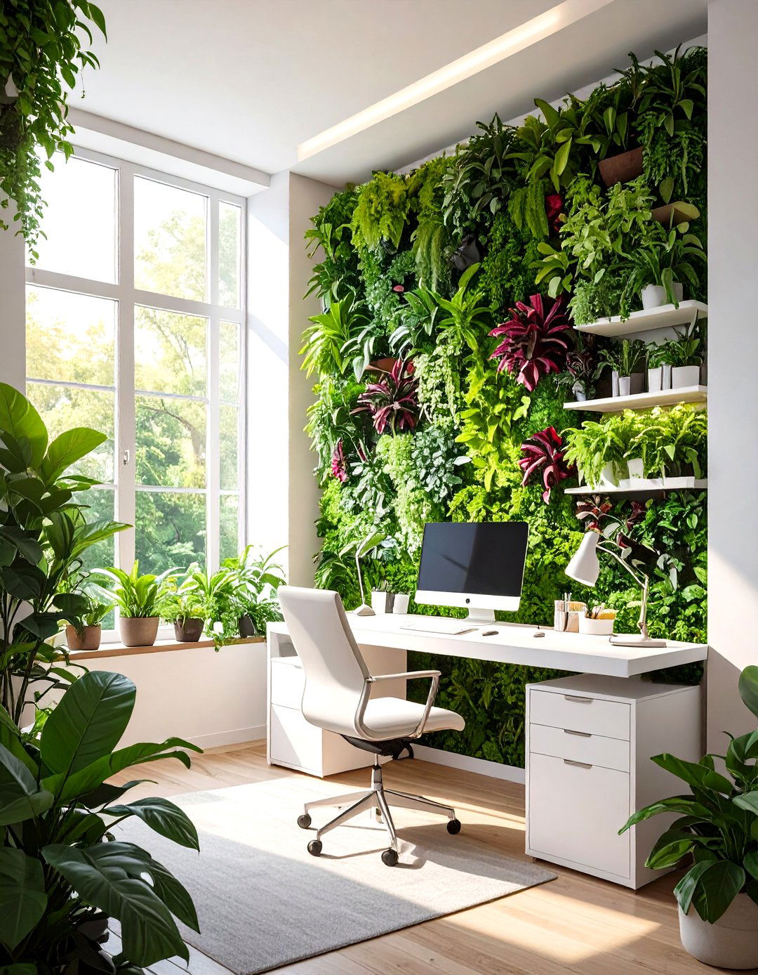Biophilic Wall Garden Office - 30 small office interior design ideas