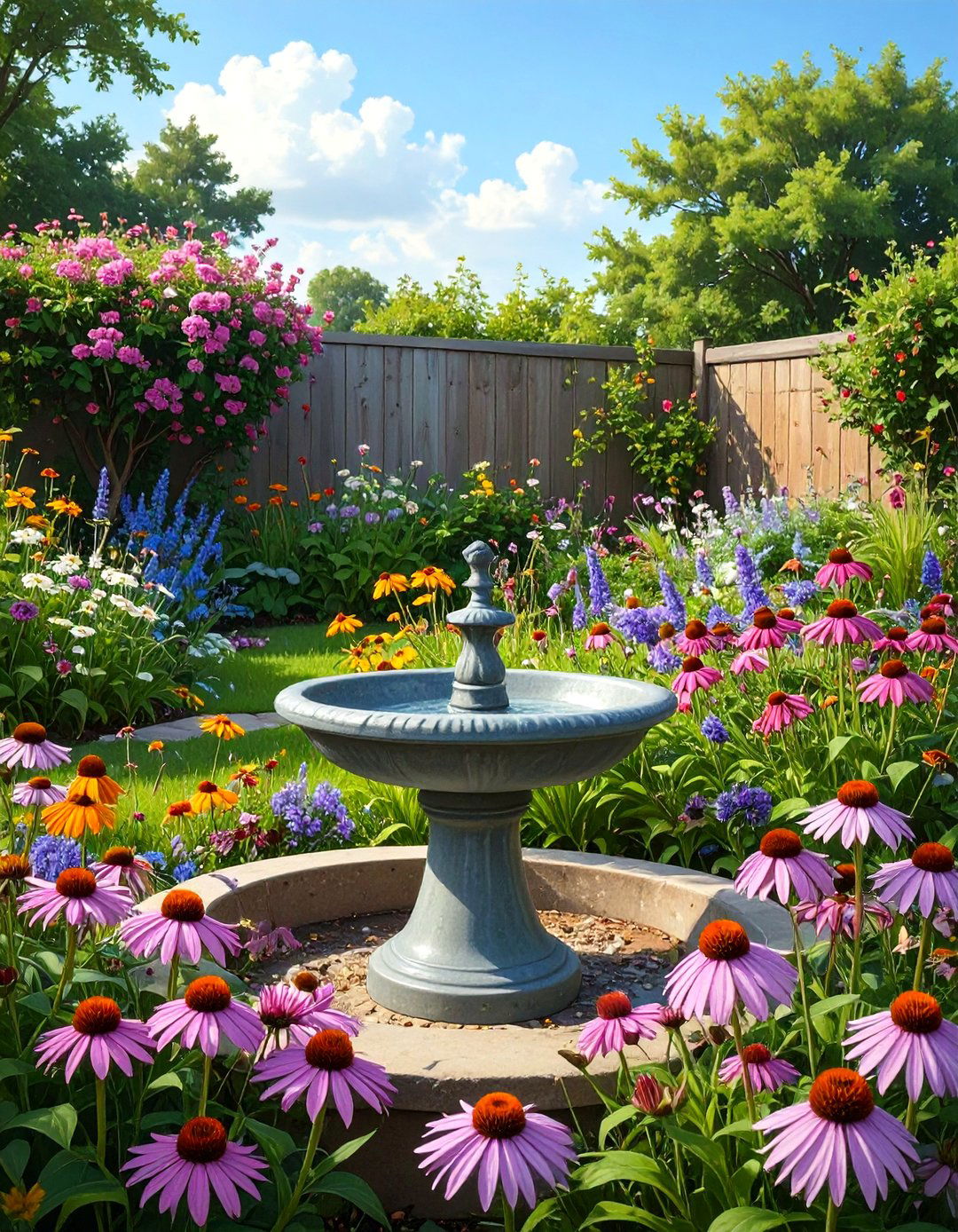 Bird Friendly Garden with Shallow Feeders - 30 septic tank landscaping ideas