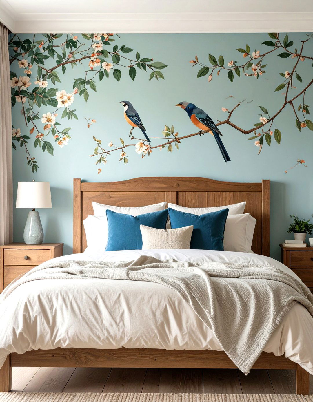 Bird and Branch Motif Bedroom - 30 classy bedroom wallpaper designs