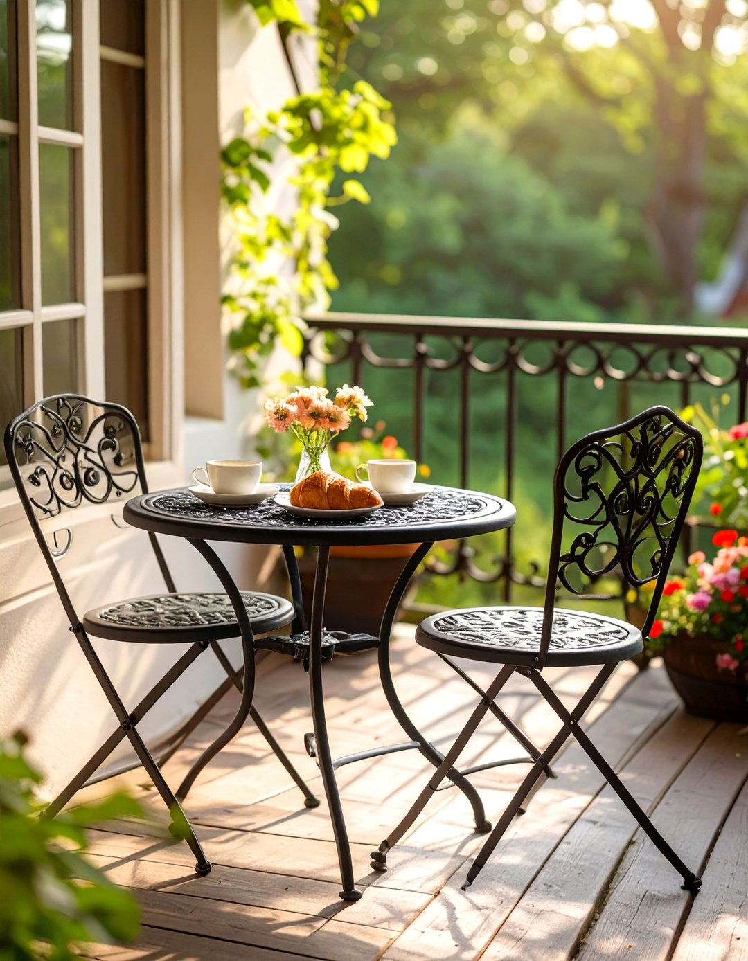 Bistro Table and Chairs Set - 30 small deck decorating ideas