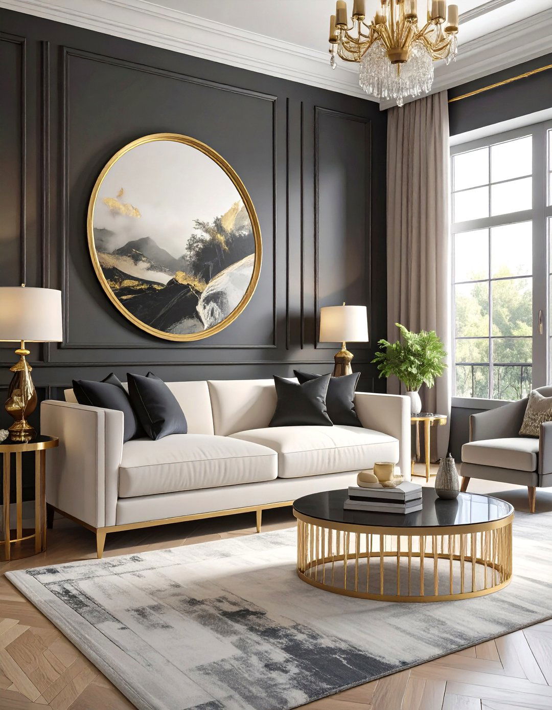 Black Accent Wall Living Room - 30 black and gold living room ideas