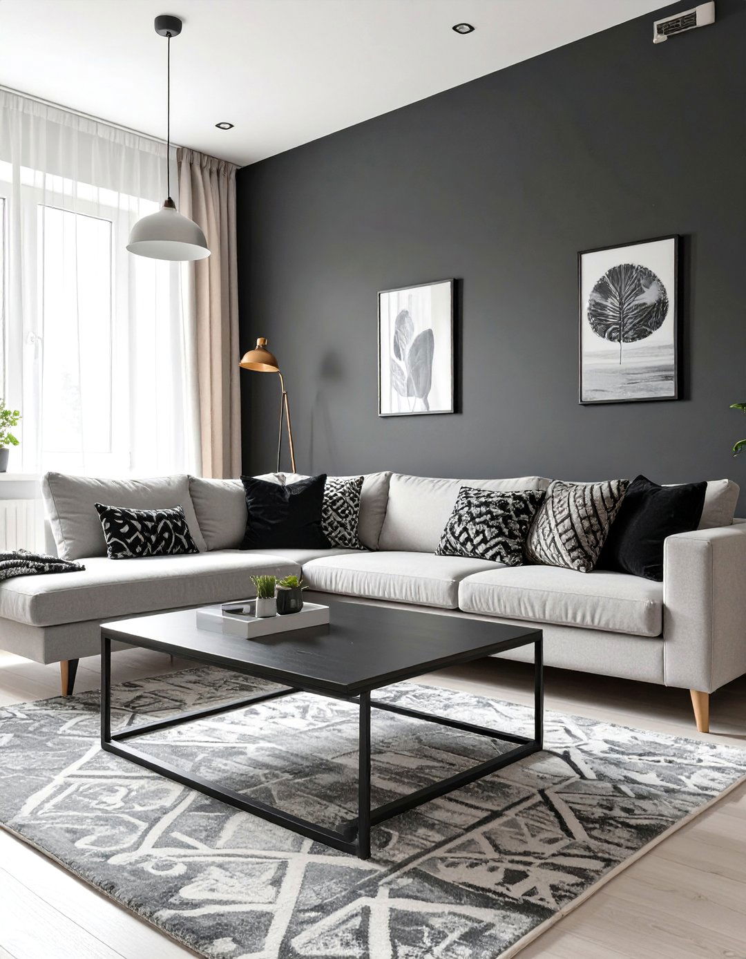 Black Accent Wall Living Room - 30 black and grey living room ideas