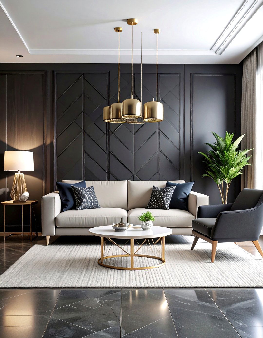 Black Accent Wall with Geometric Patterns - 30 accent wall color ideas