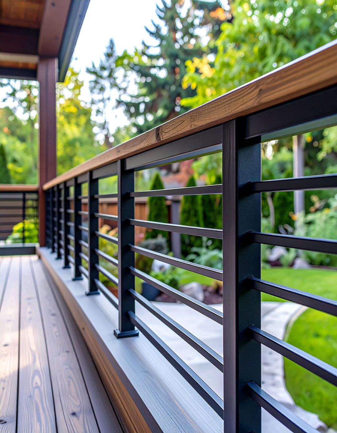 Black Aluminum Baluster Deck Handrail - 30 deck handrail ideas