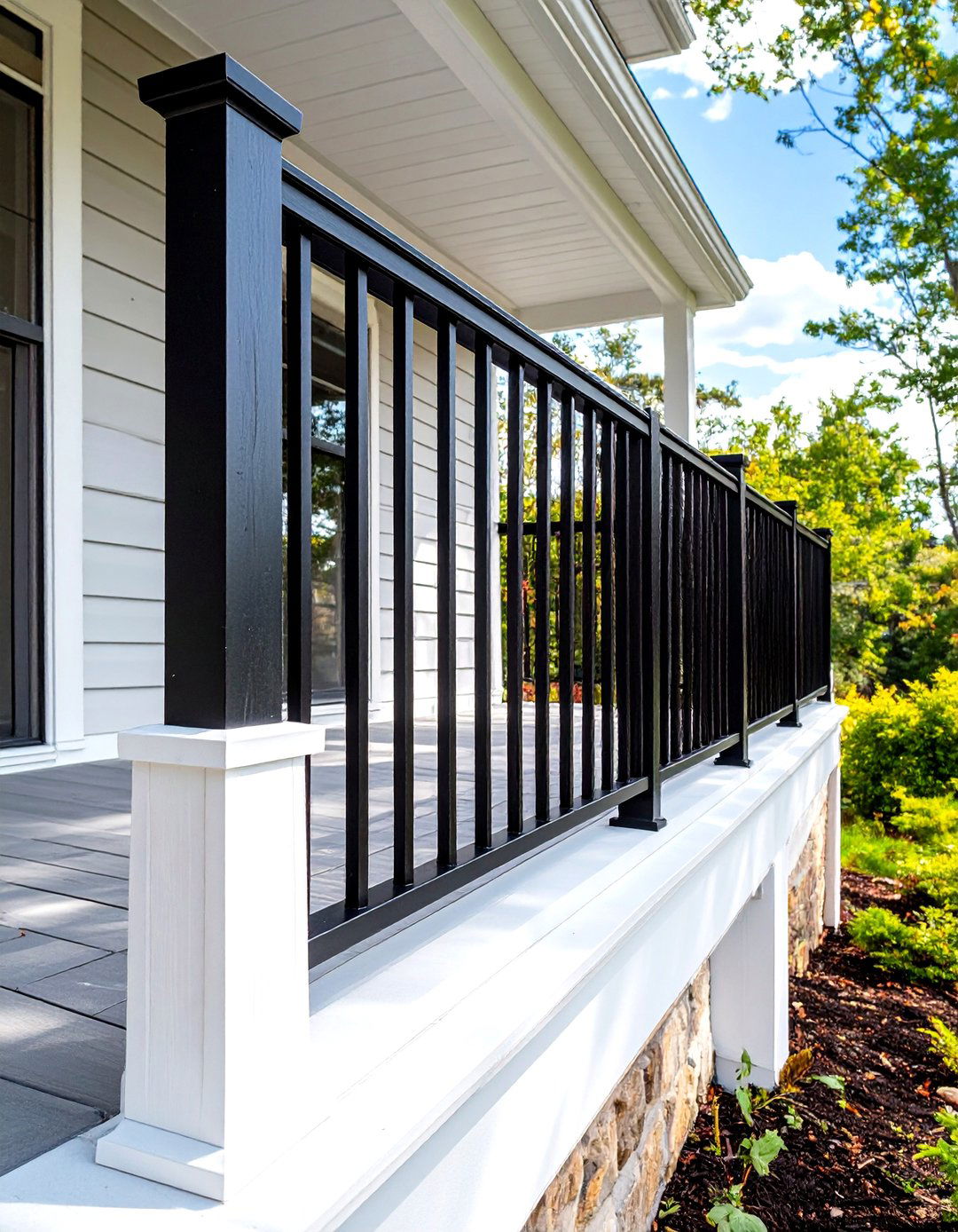 Black Aluminum Baluster Deck Railing - 30 simple deck railing designs
