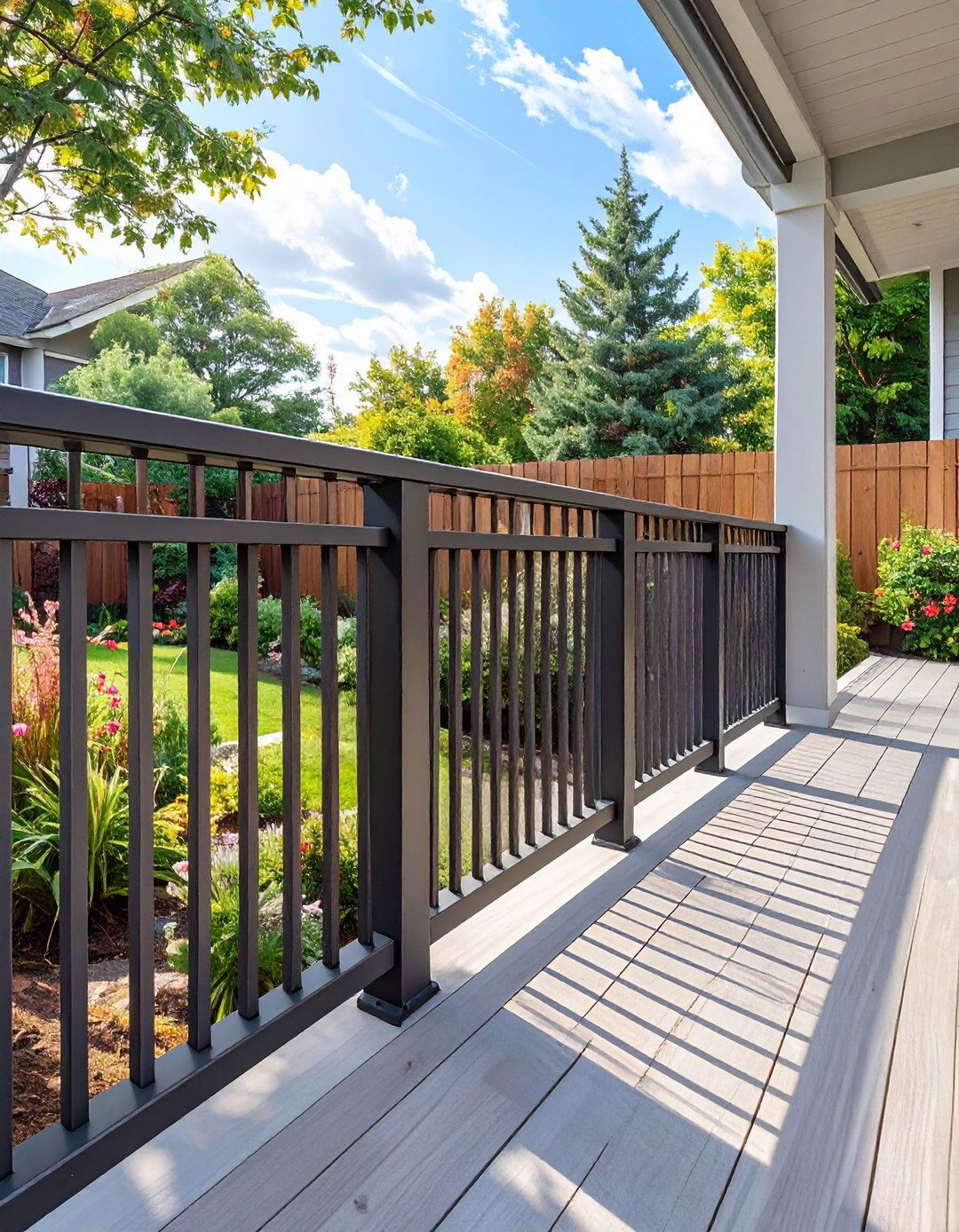 Black Aluminum Baluster Railing - 30 modern deck railing ideas