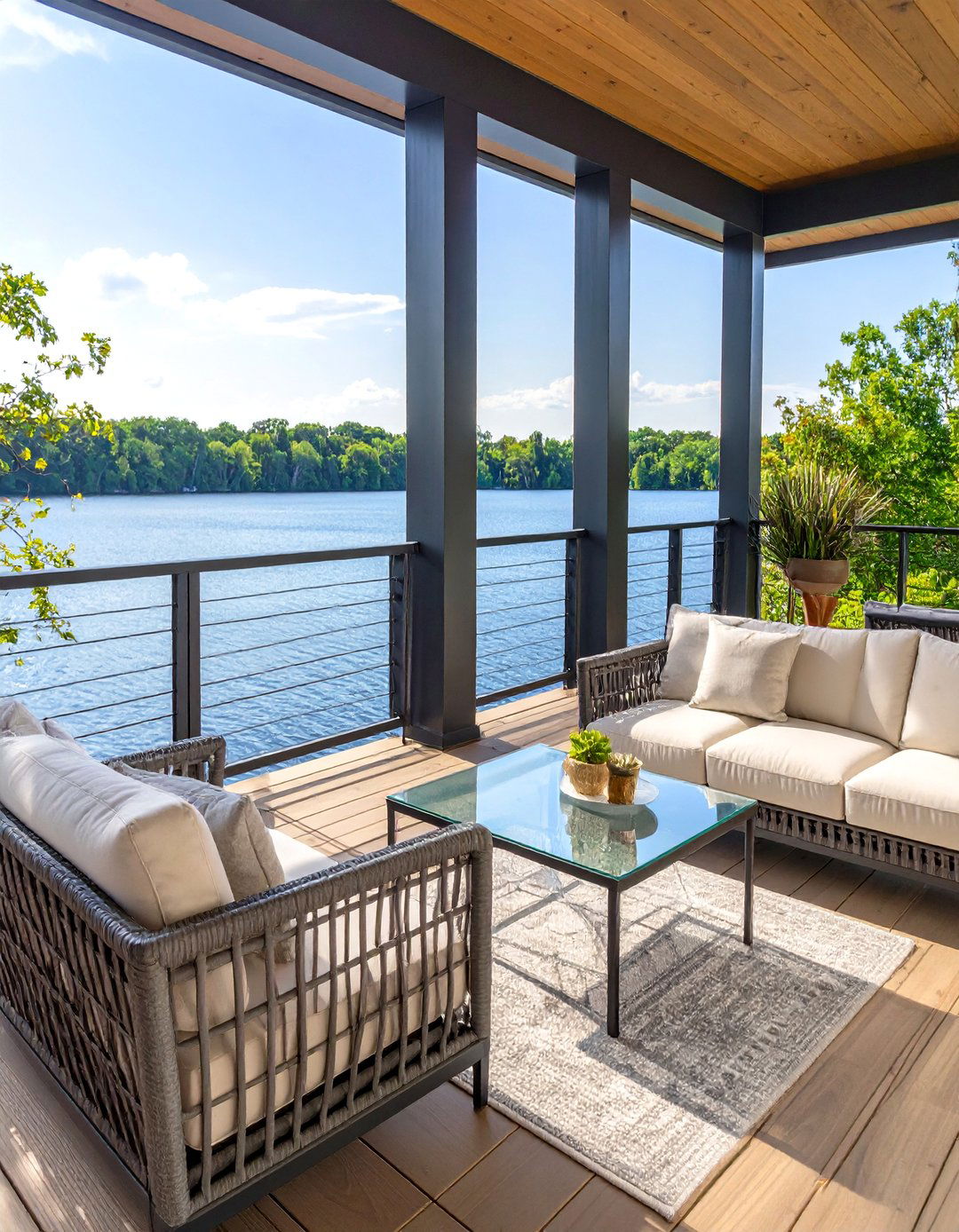 Black Cable Railing System - 30 black deck railing ideas