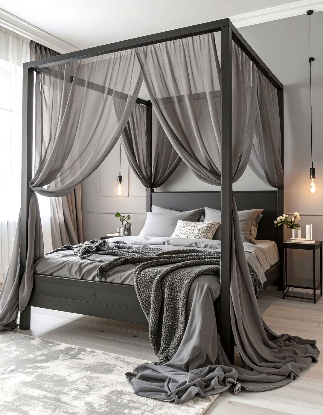 Black Canopy Bed Bedroom - 30 black and grey bedroom ideas