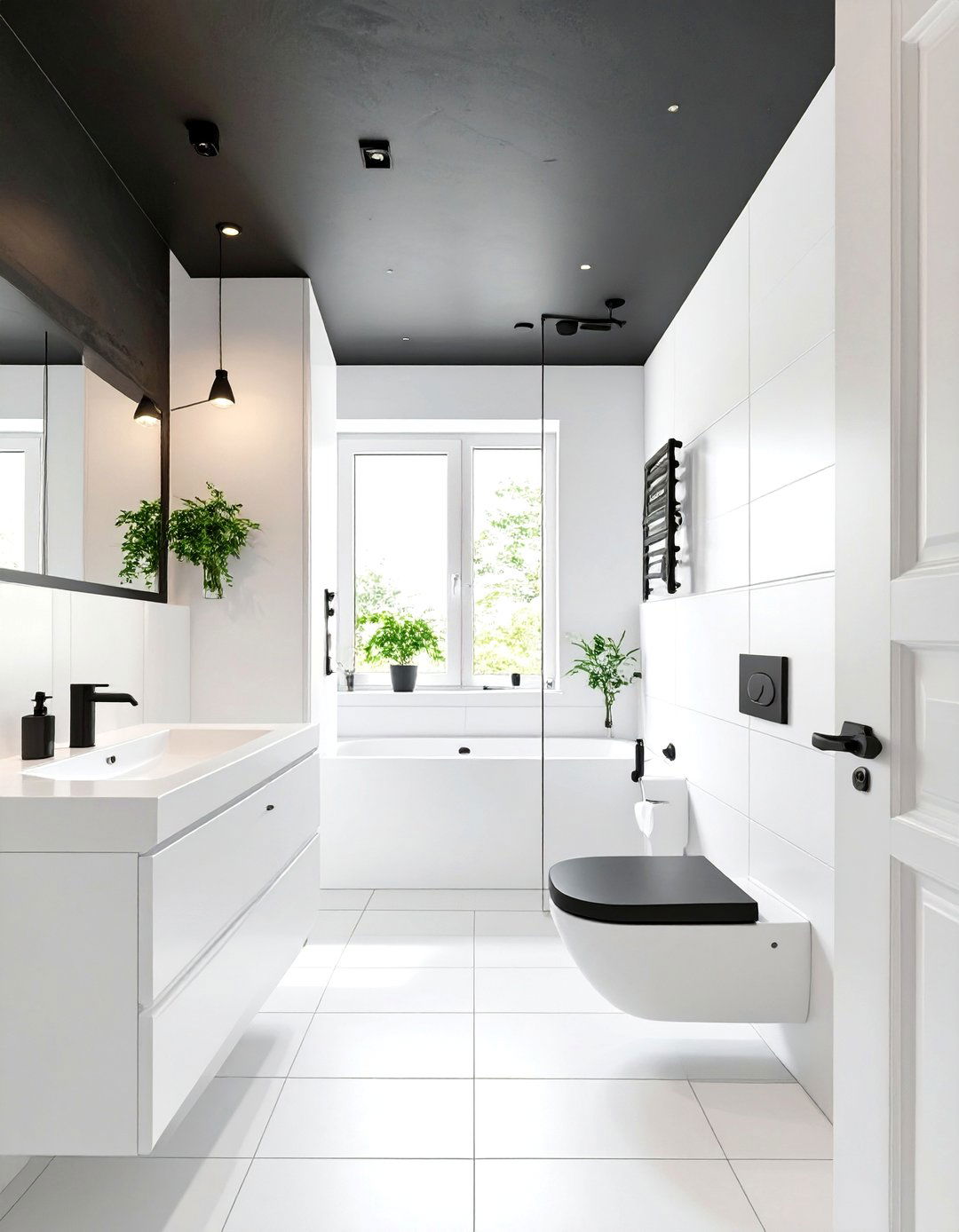 Black Ceiling Bathroom - 30 black and white small bathroom ideas