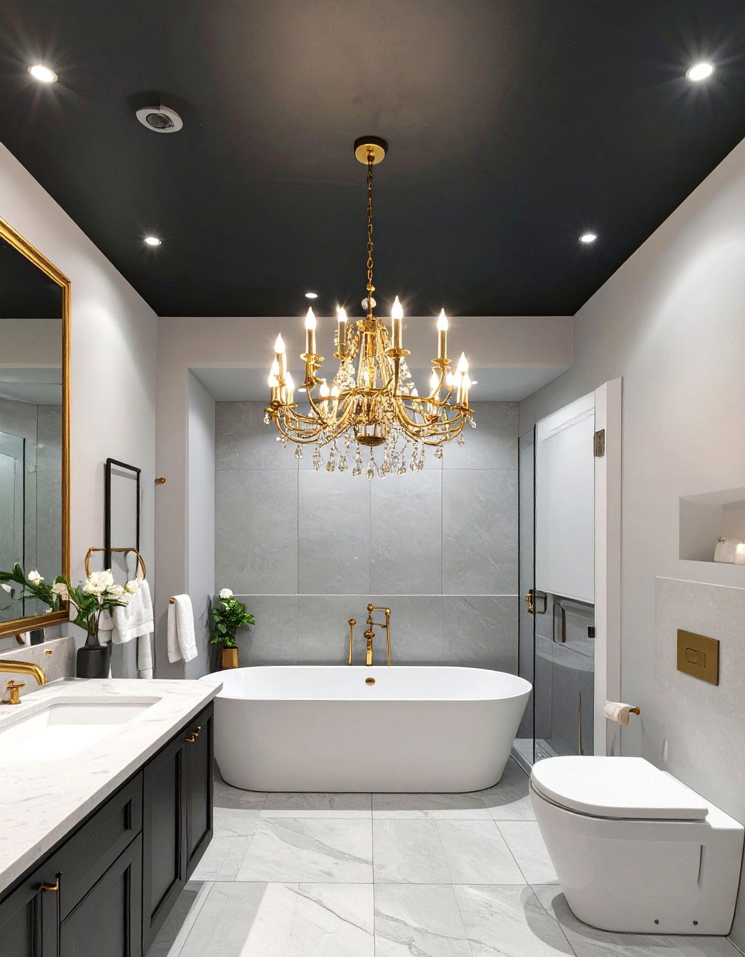 Black Ceiling Bathroom - 30 black and gold bathroom ideas