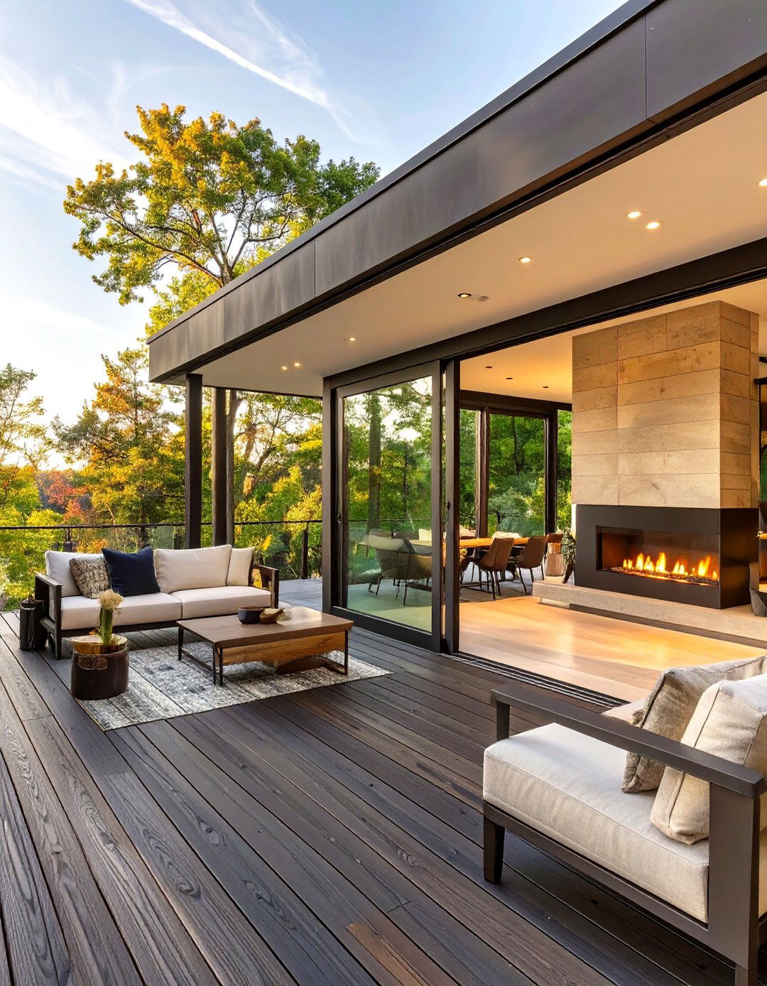 30 Black Deck Ideas with Fireplace for Cozy Nights - We Love Home Blog