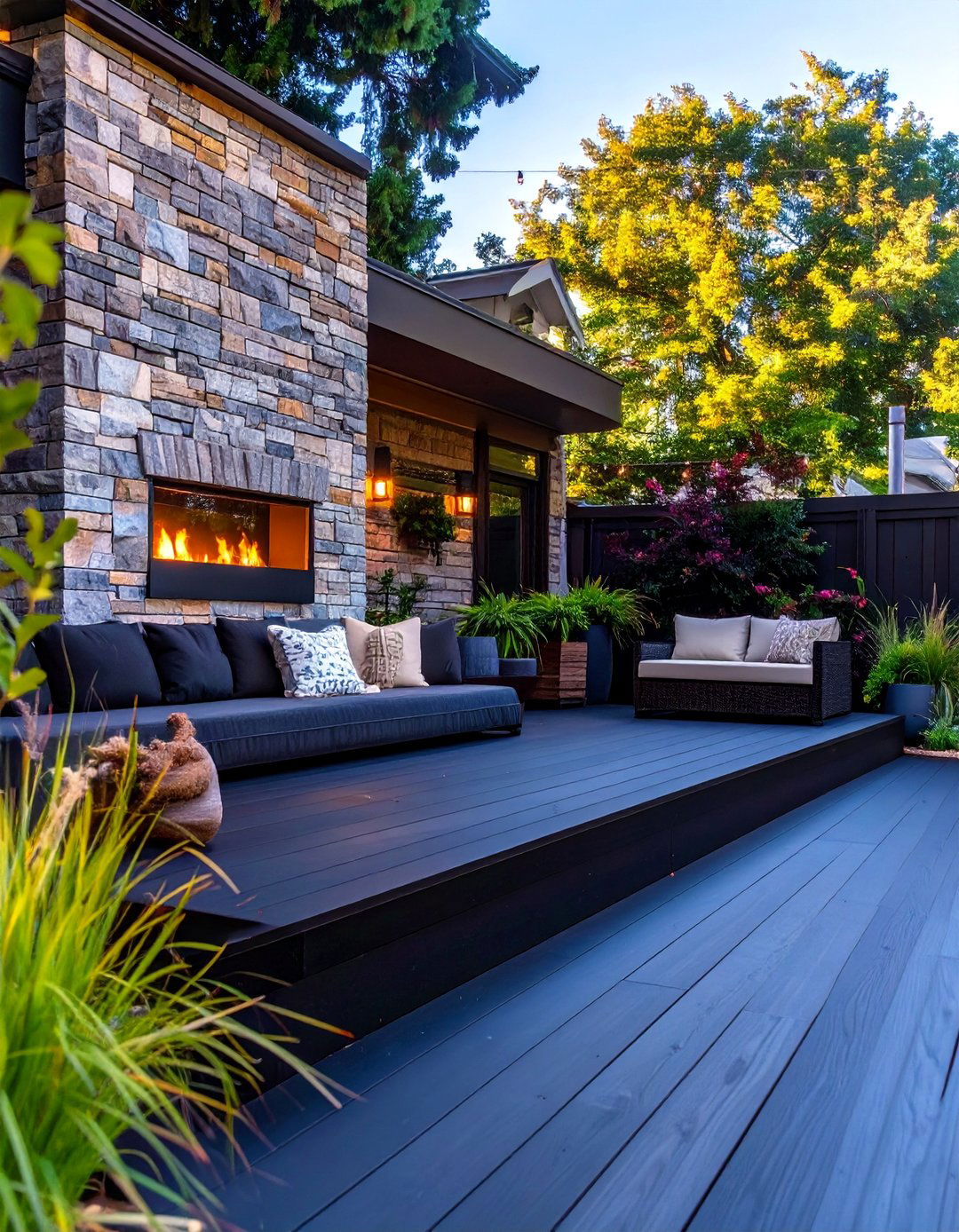 30 Black Deck Ideas with Fireplace for Cozy Nights - We Love Home Blog