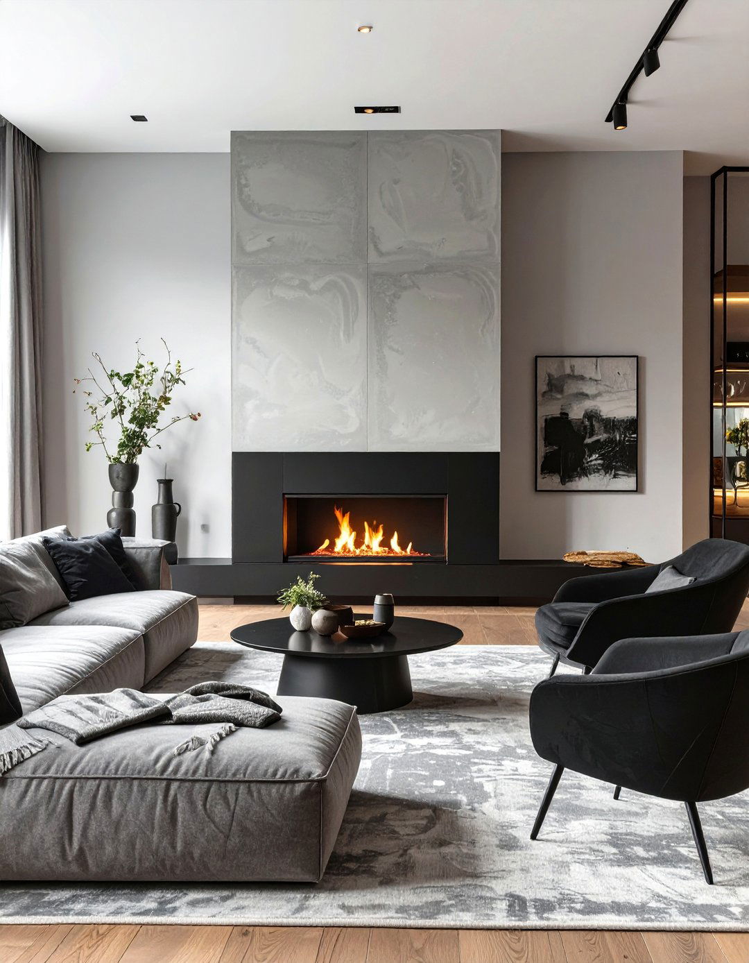 Black Fireplace Living Room Focal Point - 30 black and grey living room ideas