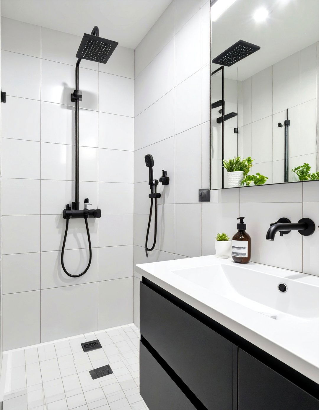 Black Fixtures Focus Bathroom - 30 black and white small bathroom ideas