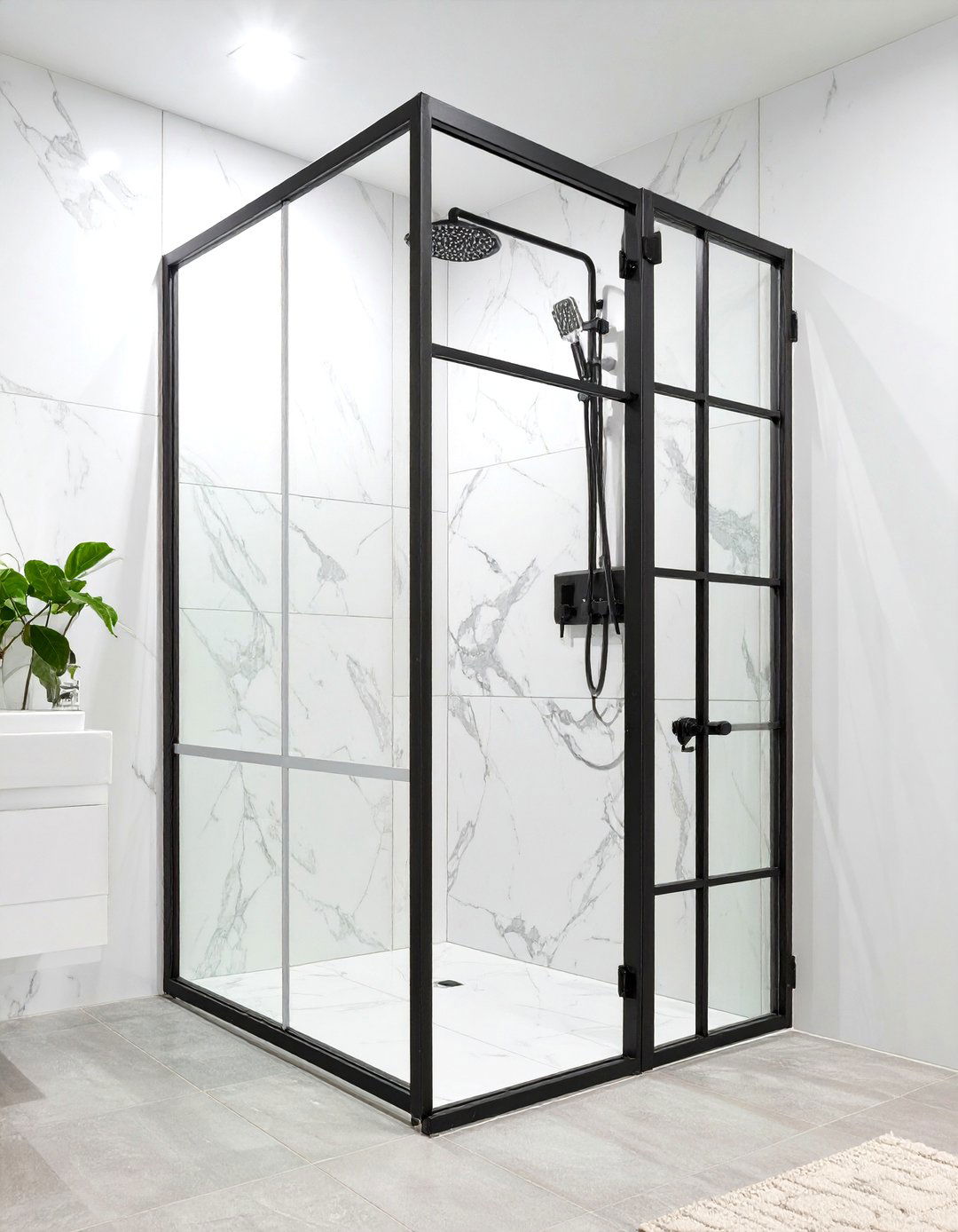 Black Framed Glass Standing Shower - 30 standing shower ideas