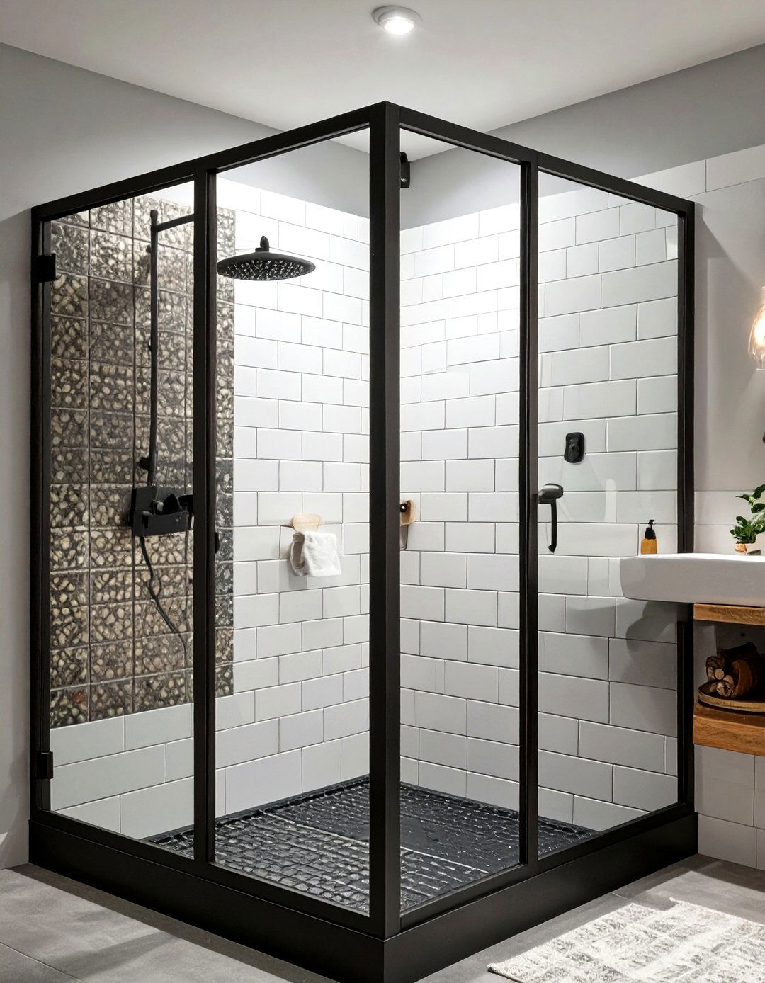Black Framed Shower Stall - 30 shower stall ideas
