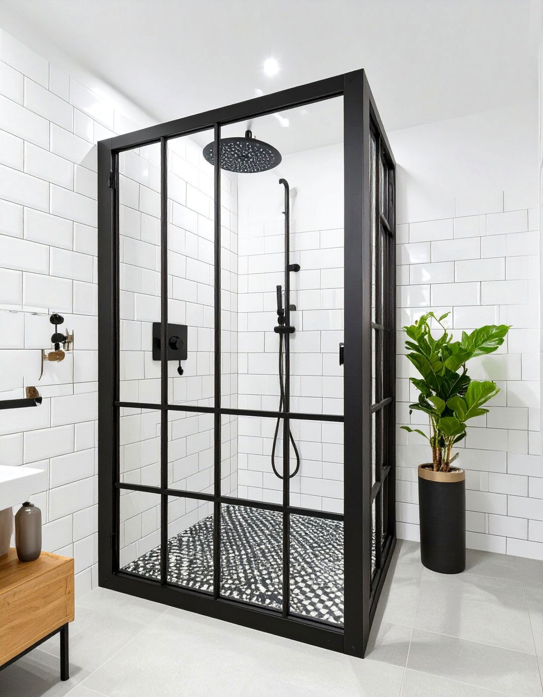 Black Framed Small Shower Screen - 30 small shower ideas