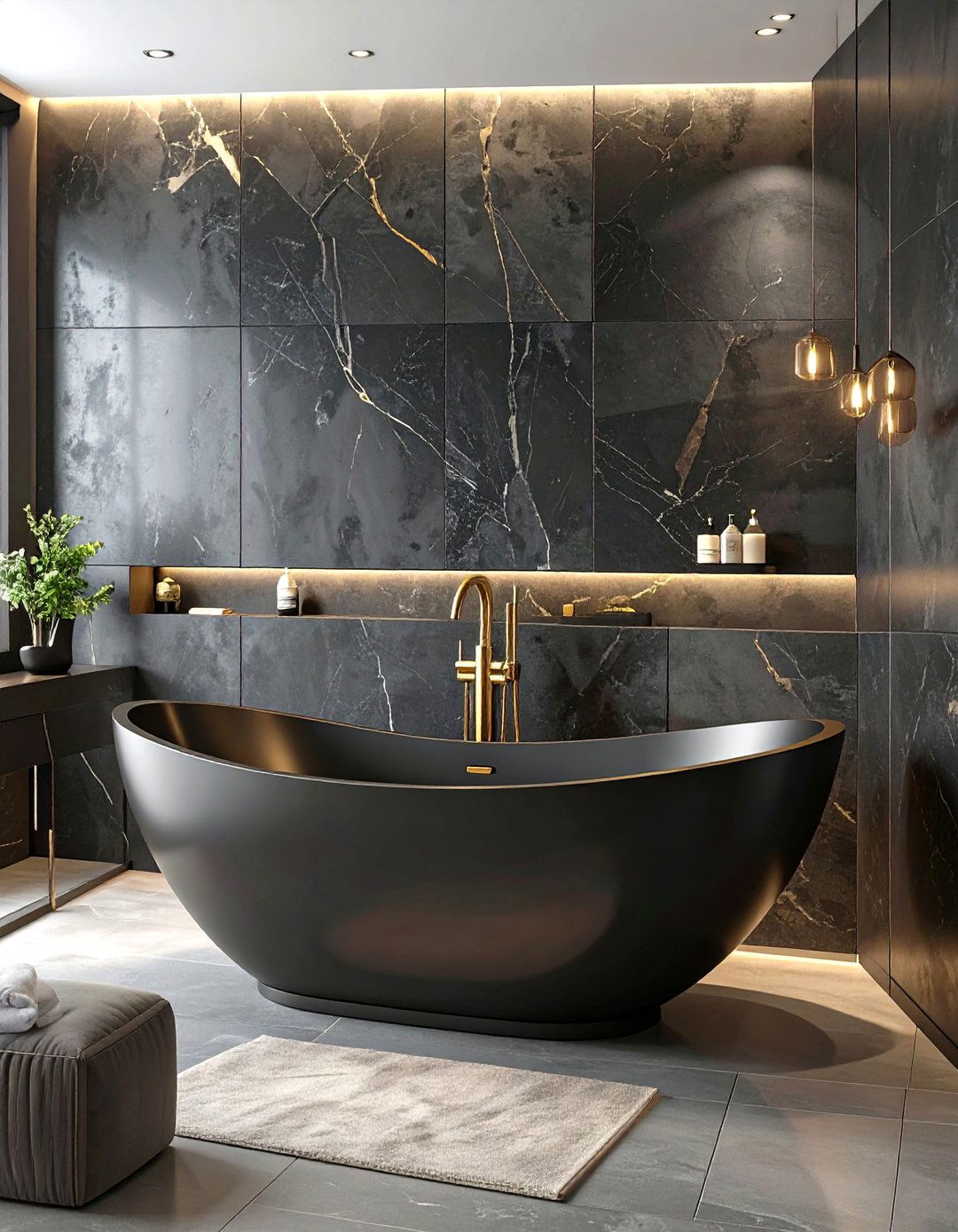 Black Freestanding Tub Bathroom - 30 black and gold bathroom ideas